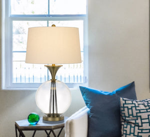HomeRoots 31" Elegant Bronze Metal Globe Table Lamp with White Shade - Timeless Design for Any Room 524715