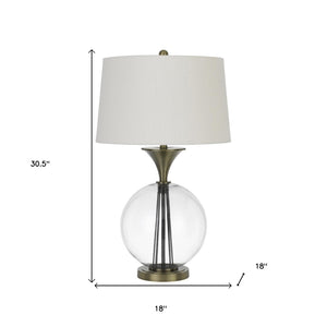 HomeRoots 31" Elegant Bronze Metal Globe Table Lamp with White Shade - Timeless Design for Any Room 524715