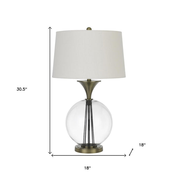 HomeRoots 31" Elegant Bronze Metal Globe Table Lamp with White Shade - Timeless Design for Any Room 524715