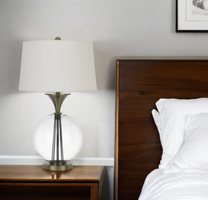 HomeRoots 31" Elegant Bronze Metal Globe Table Lamp with White Shade - Timeless Design for Any Room 524715