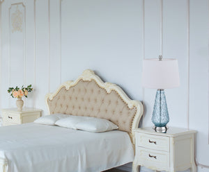 Homeroots 27" Aqua Glass Table Lamp With White Empire Shade   524718