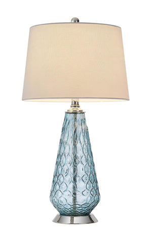 Homeroots 27" Aqua Glass Table Lamp With White Empire Shade   524718