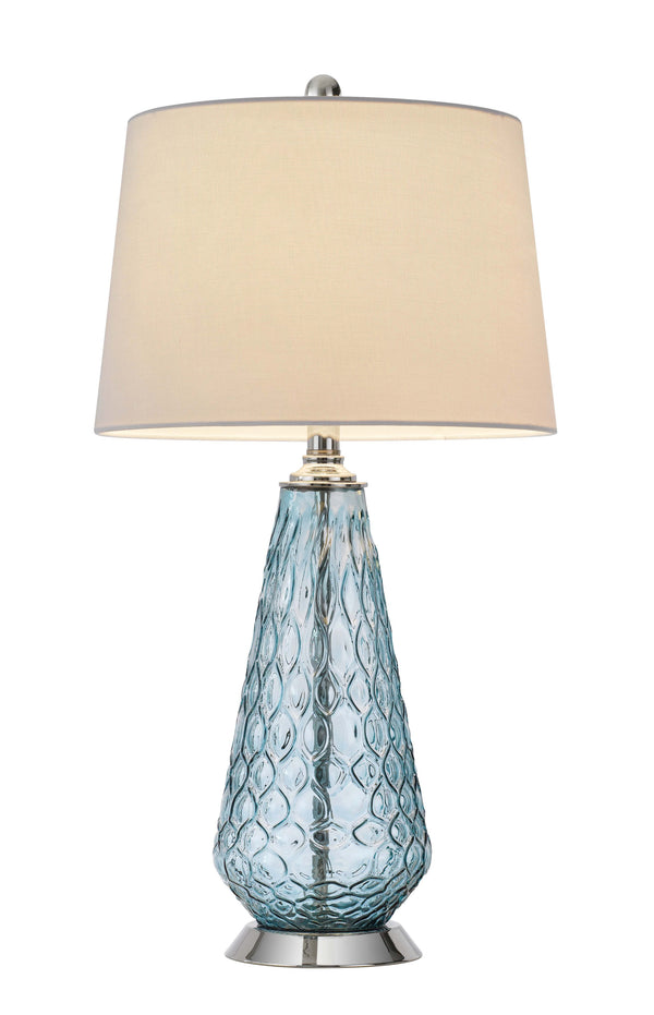 Homeroots 27" Aqua Glass Table Lamp With White Empire Shade   524718
