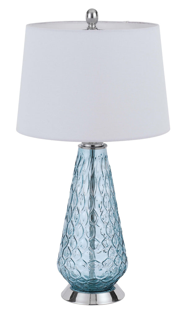Homeroots 27" Aqua Glass Table Lamp With White Empire Shade   524718