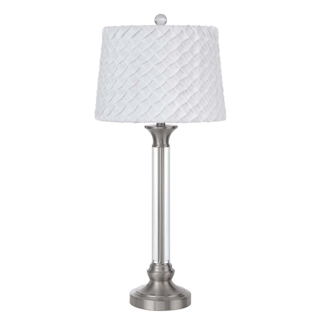 32" Elegant Nickel Metal Table Lamp with White Empire Shade - Modern L