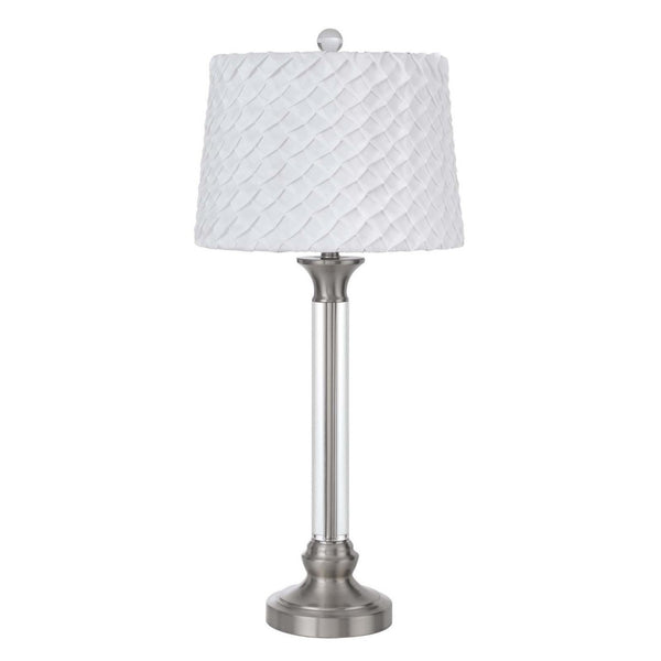 HomeRoots 32" Elegant Nickel Metal Table Lamp with White Empire Shade - Modern Lighting for Any Space 524719