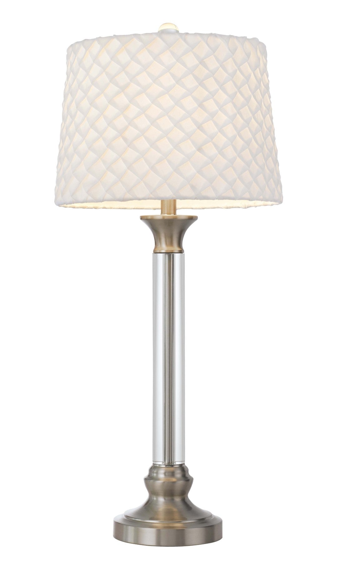 32" Elegant Nickel Metal Table Lamp with White Empire Shade - Modern L