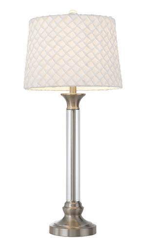 HomeRoots 32" Elegant Nickel Metal Table Lamp with White Empire Shade - Modern Lighting for Any Space 524719