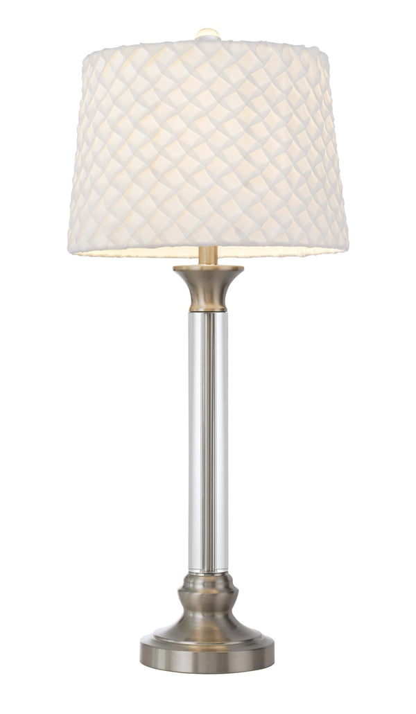 HomeRoots 32" Elegant Nickel Metal Table Lamp with White Empire Shade - Modern Lighting for Any Space 524719