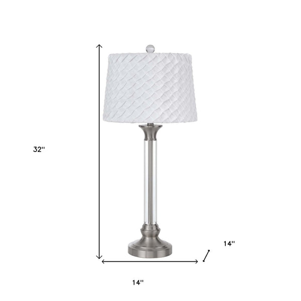 HomeRoots 32" Elegant Nickel Metal Table Lamp with White Empire Shade - Modern Lighting for Any Space 524719