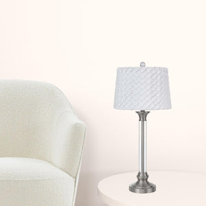 HomeRoots 32" Elegant Nickel Metal Table Lamp with White Empire Shade - Modern Lighting for Any Space 524719