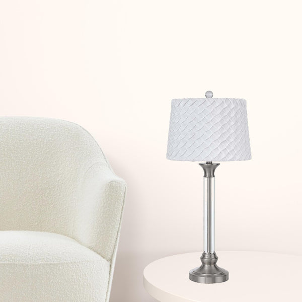 HomeRoots 32" Elegant Nickel Metal Table Lamp with White Empire Shade - Modern Lighting for Any Space 524719