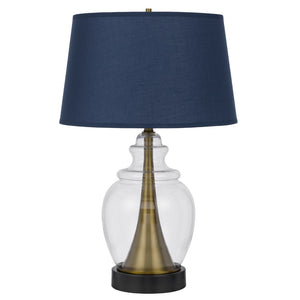 HomeRoots 30" Black Metal Urn Table Lamp with Navy Blue Shade – Stylish Ambient Lighting for Any Room 524720