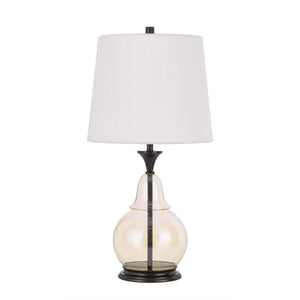 Homeroots 28" Clear Metal Table Lamp With White Empire Shade   524721