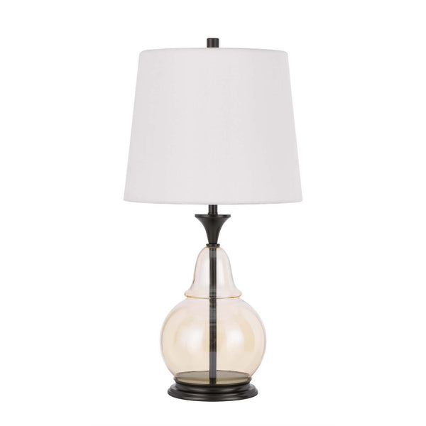 Homeroots 28" Clear Metal Table Lamp With White Empire Shade   524721