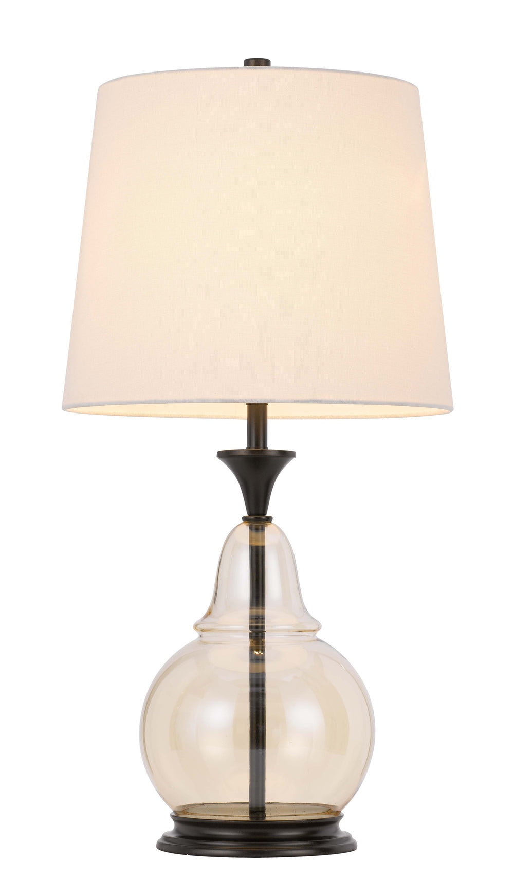 Homeroots 28" Clear Metal Table Lamp With White Empire Shade   524721