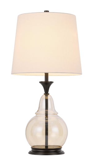 Homeroots 28" Clear Metal Table Lamp With White Empire Shade   524721