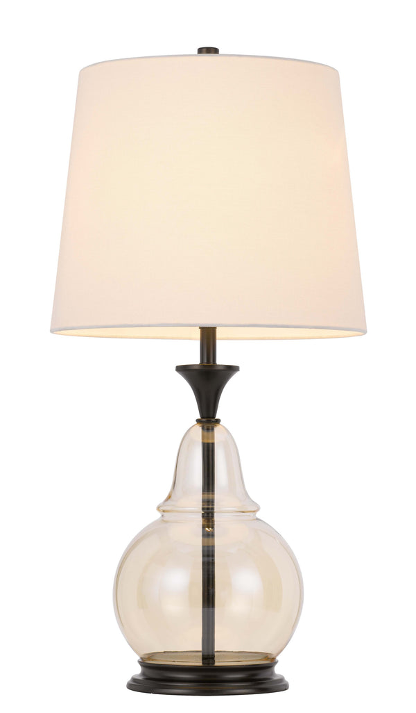 Homeroots 28" Clear Metal Table Lamp With White Empire Shade   524721