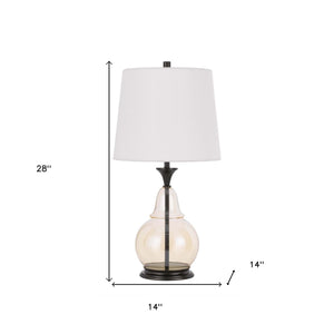 Homeroots 28" Clear Metal Table Lamp With White Empire Shade   524721