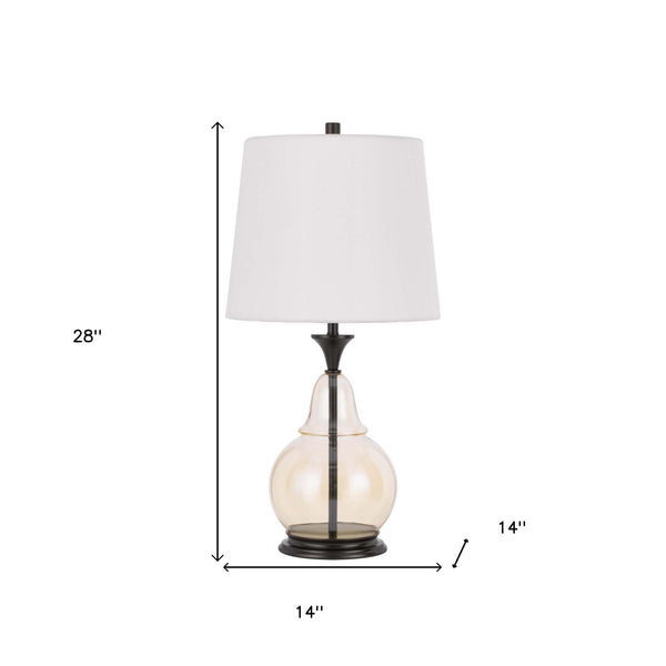 Homeroots 28" Clear Metal Table Lamp With White Empire Shade   524721