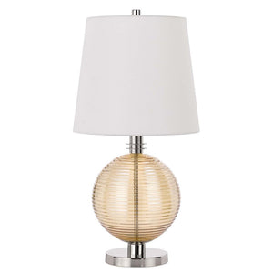 HomeRoots 28" Modern Nickel Metal Globe Table Lamp with Elegant White Shade for Stylish Ambient Lighting 524723