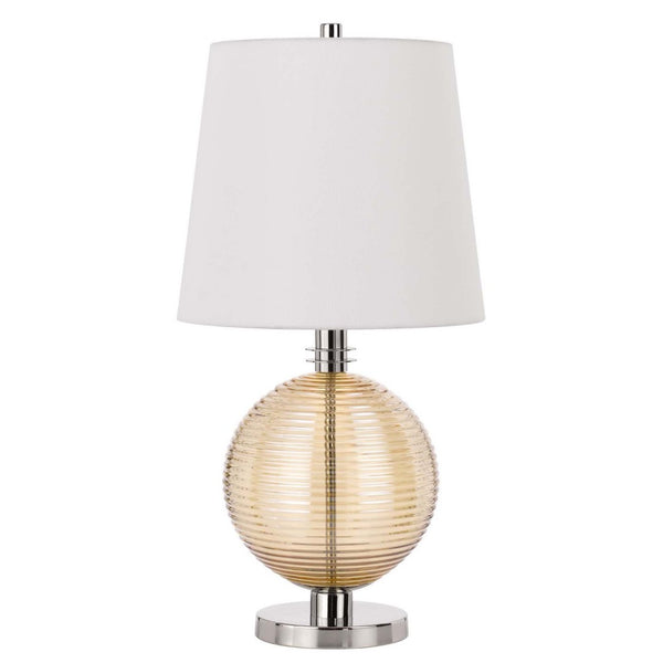 HomeRoots 28" Modern Nickel Metal Globe Table Lamp with Elegant White Shade for Stylish Ambient Lighting 524723