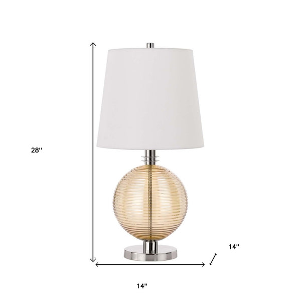 HomeRoots 28" Modern Nickel Metal Globe Table Lamp with Elegant White Shade for Stylish Ambient Lighting 524723