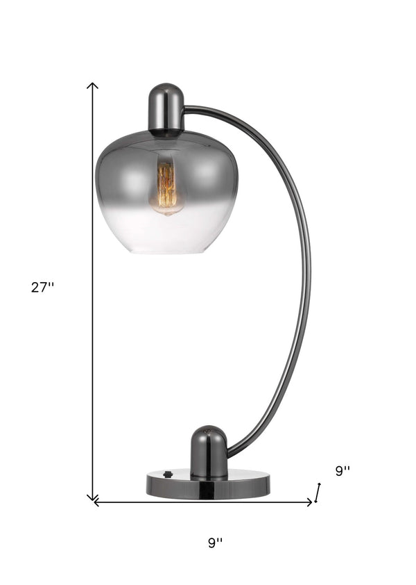 HomeRoots 27" Gunmetal Table Lamp with Silver Globe Shade – Modern Design for Stylish Ambience in Any Space 524724