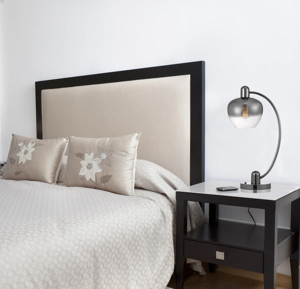 HomeRoots 27" Gunmetal Table Lamp with Silver Globe Shade – Modern Design for Stylish Ambience in Any Space 524724