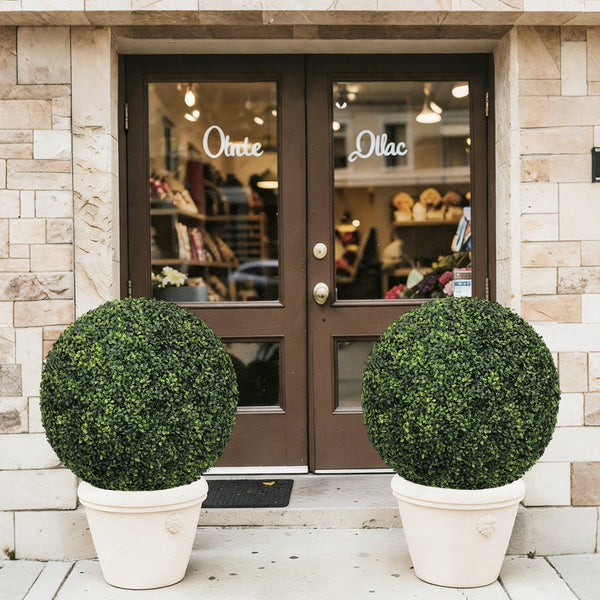 English Elm 22.4in Faux Boxwood Spheres Uv Resistant Outdoor Topiary Set for Porch Patio Garden W2945P460788
