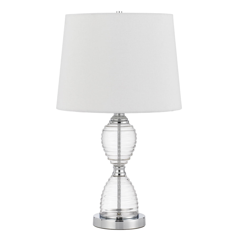 Homeroots 24" Clear Metal Table Lamp With White Empire Shade   524726