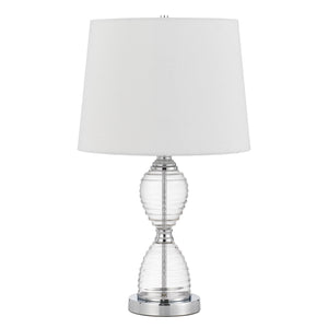 Homeroots 24" Clear Metal Table Lamp With White Empire Shade   524726