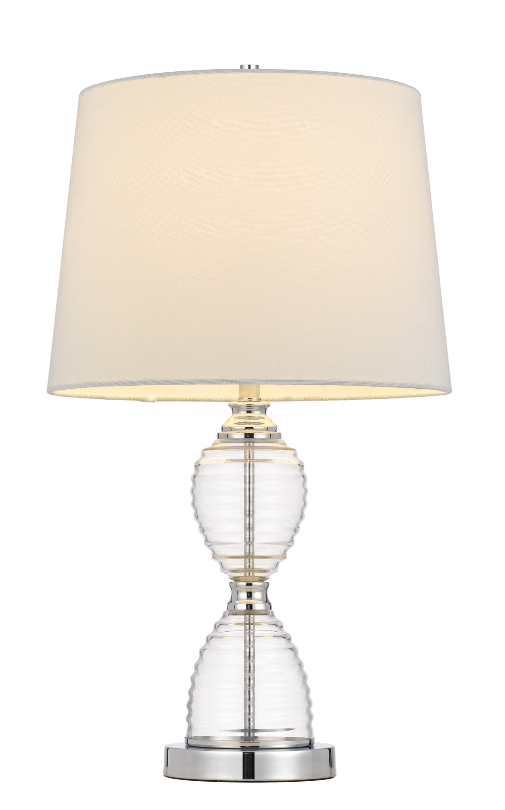 Homeroots 24" Clear Metal Table Lamp With White Empire Shade   524726