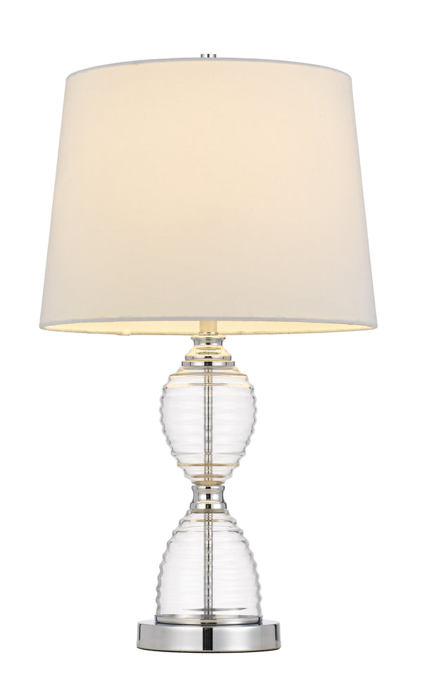 Homeroots 24" Clear Metal Table Lamp With White Empire Shade   524726
