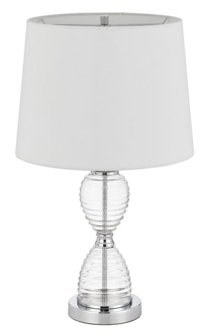 Homeroots 24" Clear Metal Table Lamp With White Empire Shade   524726