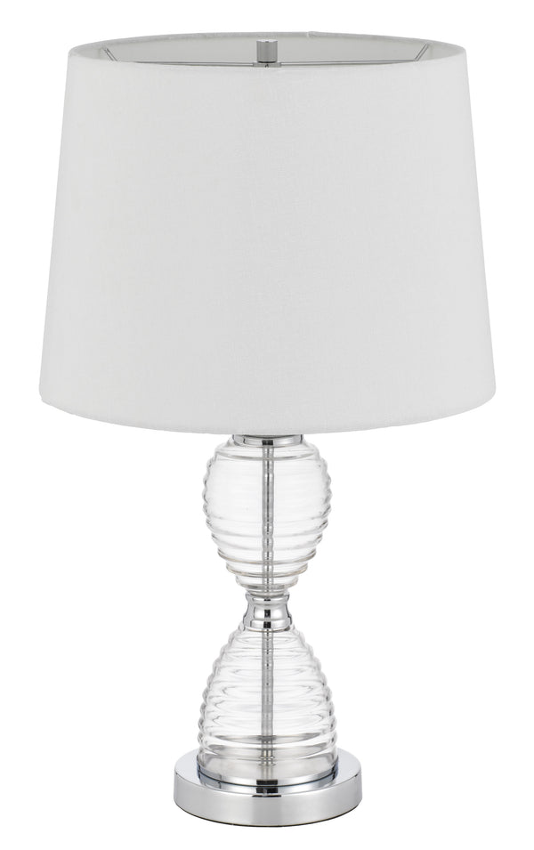 Homeroots 24" Clear Metal Table Lamp With White Empire Shade   524726