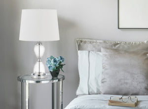 Homeroots 24" Clear Metal Table Lamp With White Empire Shade   524726