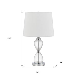Homeroots 24" Clear Metal Table Lamp With White Empire Shade   524726