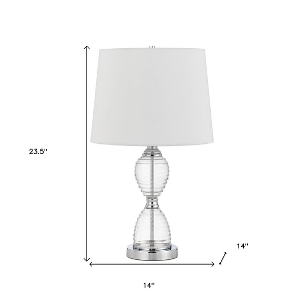 Homeroots 24" Clear Metal Table Lamp With White Empire Shade   524726
