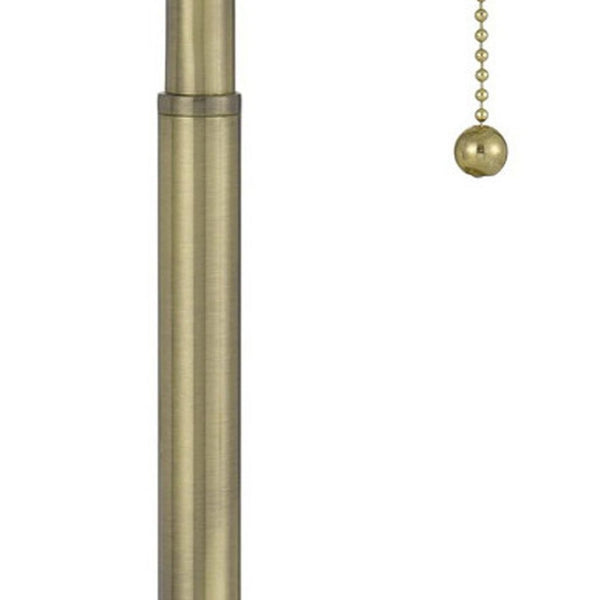 HomeRoots 20" Antiqued Brass Two-Light Table Lamp with White Shade - Elegant Design for Any Room Decor 524727