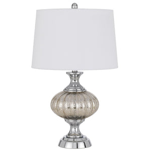 HomeRoots 27" Silver Metallic Table Lamp with White Empire Shade – Stylish Illumination for Any Room Setting 524730