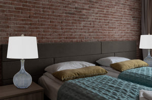 Homeroots 25" Stone Ceramic Round Table Lamp With White Empire Shade   524731