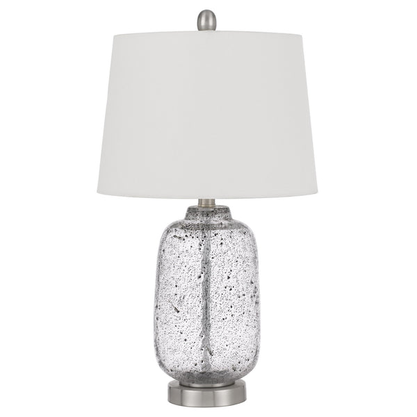 Homeroots 24" Nickel Metal Cylinder Table Lamp With White Empire Shade   524732