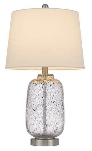 Homeroots 24" Nickel Metal Cylinder Table Lamp With White Empire Shade   524732