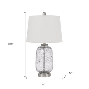 Homeroots 24" Nickel Metal Cylinder Table Lamp With White Empire Shade   524732