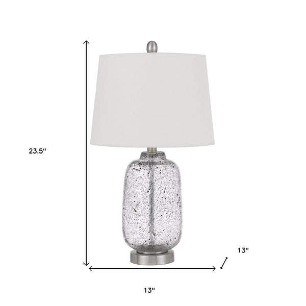 Homeroots 24" Nickel Metal Cylinder Table Lamp With White Empire Shade   524732