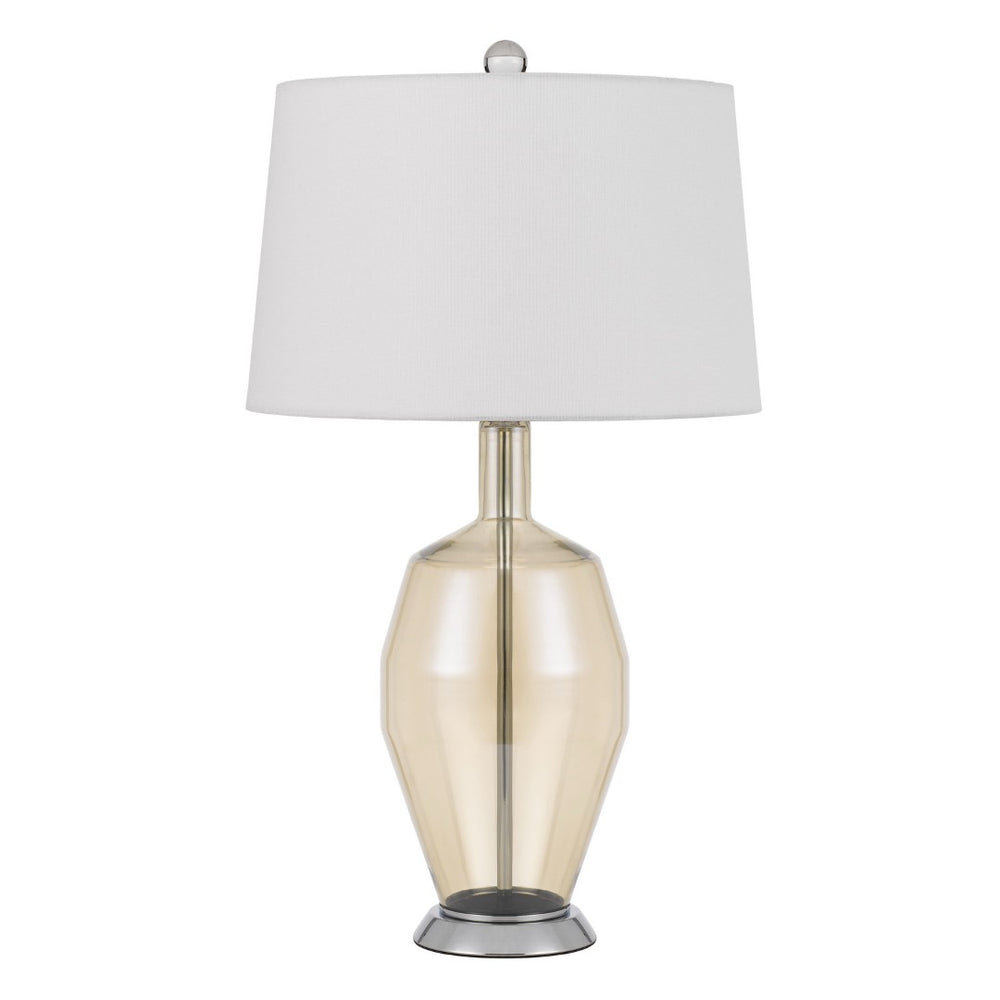 HomeRoots 29" Polished Nickel Metal Table Lamp with Elegant White Drum Shade - Modern Lighting for Any Space 524734
