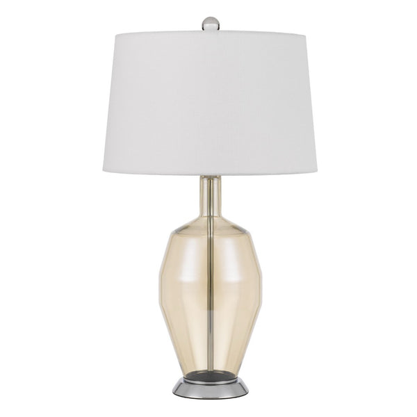 HomeRoots 29" Polished Nickel Metal Table Lamp with Elegant White Drum Shade - Modern Lighting for Any Space 524734