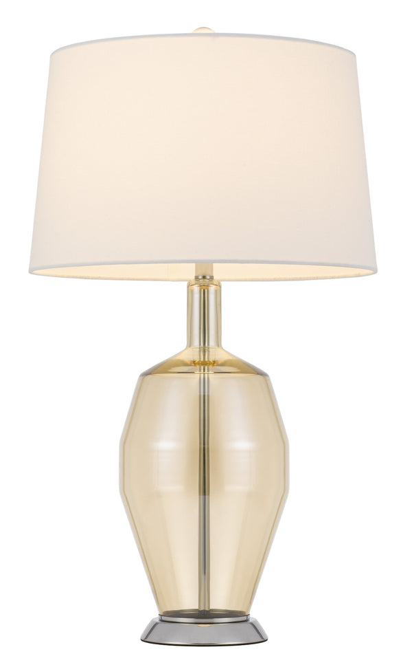 HomeRoots 29" Polished Nickel Metal Table Lamp with Elegant White Drum Shade - Modern Lighting for Any Space 524734