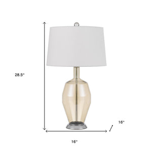HomeRoots 29" Polished Nickel Metal Table Lamp with Elegant White Drum Shade - Modern Lighting for Any Space 524734